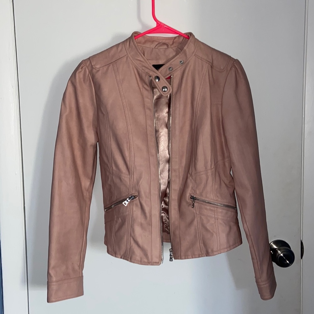 Pink Pleather Moto Jacket